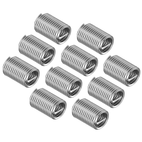 Wire Thread Inserts, M10x1.5 5D 25mm Length, 304 Stainless Steel Wire Screw Sleeve Insert Helical Type Coiled - (Applications: for Automotive Repairs), 10pieces