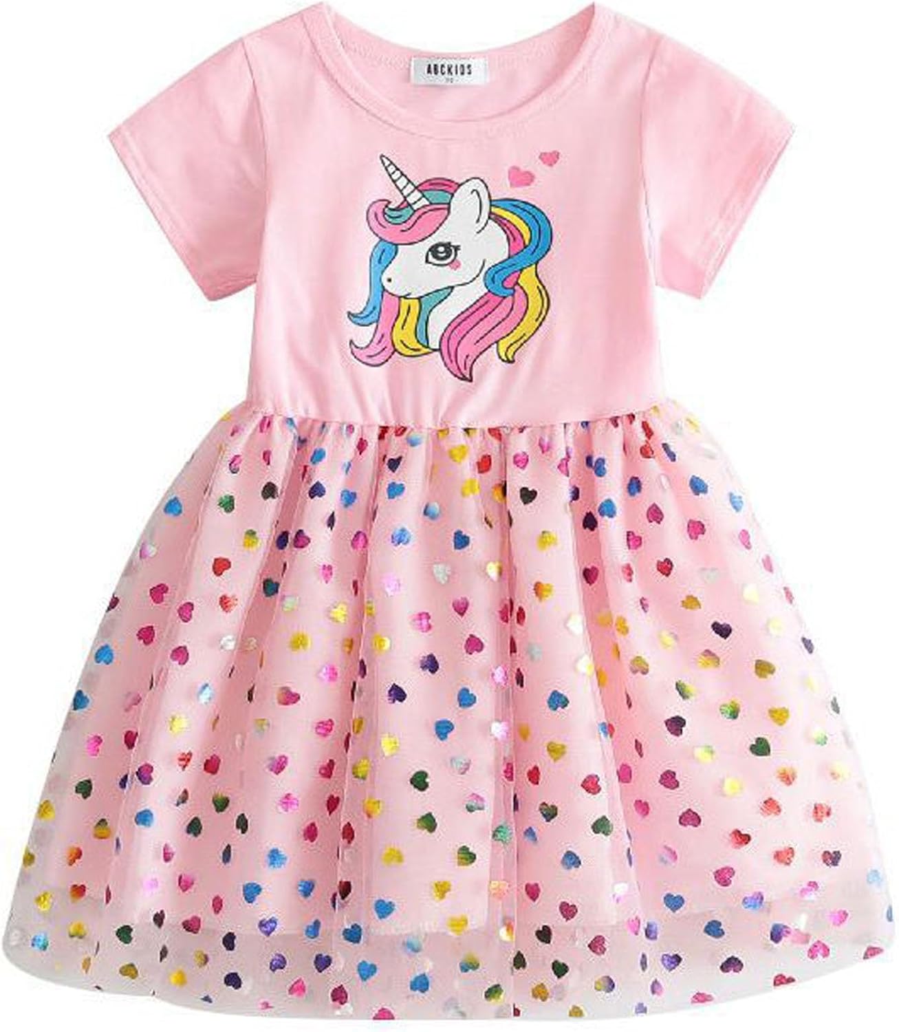 Toddler Girls Cotton Casual Unicorn Dress Fairy Tutu Kids Graphic Cartoon Dress