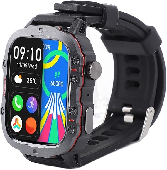 Smart Watch, 1.96" HD Smartwatch for Men Women, Fitness Running Watch with High Fidelity Speaker, 100+ Sport Modes, Answer/Make Call, 30m Water Proof (Black)