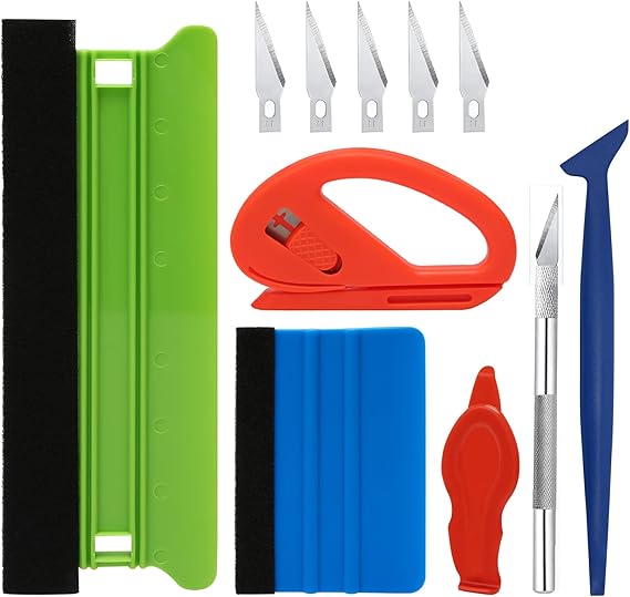 11 Pcs Vinyl Wrap Tool Kit, Window Tint Tools for Car, Glass Film and Wallpaper Smoothing, Vinyl Film Installation Set