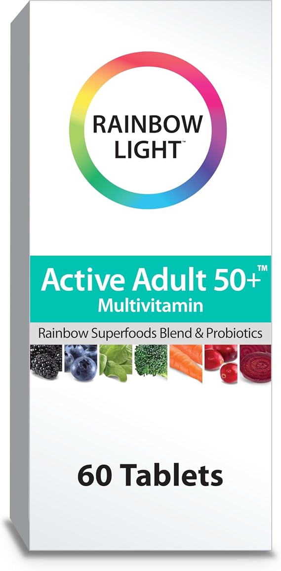Rainbow Light Active Adult 50+ High-Potency Multivitamin, with Superfoods, 60ct, Pack May Vary