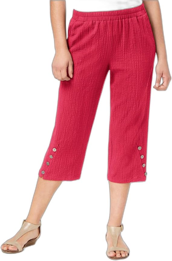 Button-Hem Capri Pants