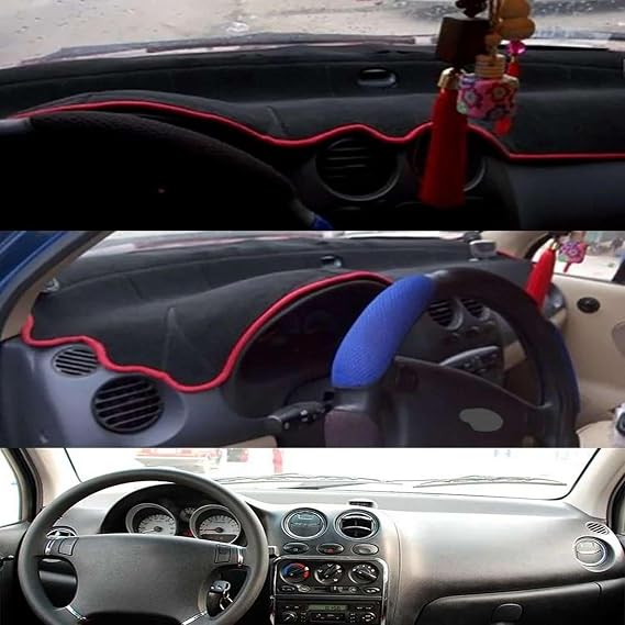 Car Dashboard Cover Instrument Panel Dash Mat Dashmat Protective Pad Accessories for Baojun Le Chi Spark M150 N5(Lhd,Polyester-Blue Edge)