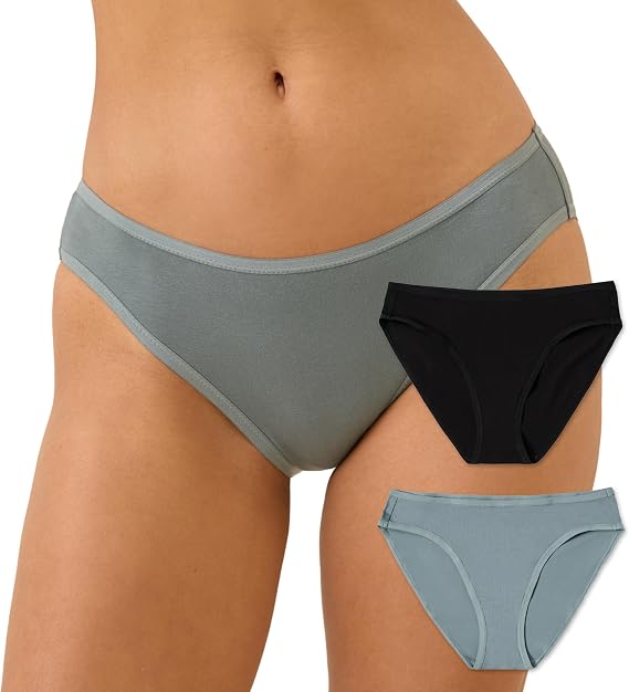 Pact Women's Organic Cotton Bikini Underwear, Classic Fit Panties with High Cut Leg