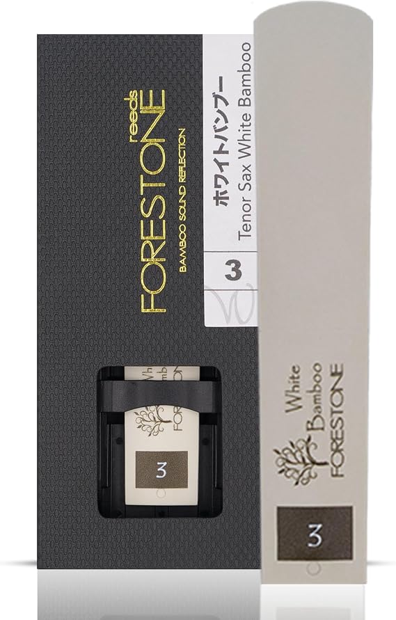 Forestone Traditional Synthetic Tenor Saxophone Reed - French Filed Cut with Calcium Enriched Bamboo Fibers - Flexible and Balanced Sound Profile - Long-Lasting - Made in Japan - White (3.0)