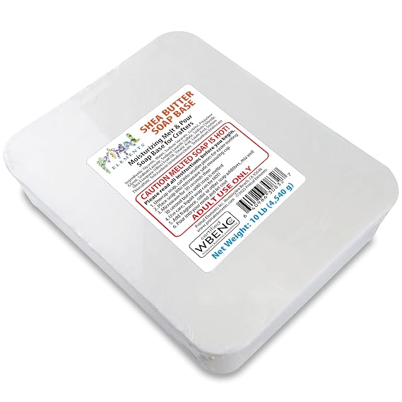Primal Elements Shea Butter Soap Base - Moisturizing Melt and Pour Glycerin Soap Base for Crafting and Soap Making, Easy to Cut - 10 Pound
