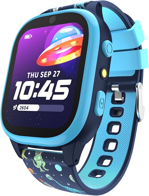 PlayZoom 4 Kids Smartwatch, Educational Tech Toy 25+ Games, Selfie Camera, Audiobooks, Step Tracker, WaterResistant, Parental Controls, Long Battery, Ages 412 (Navy Dinosaurs)