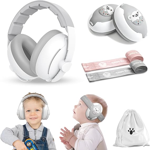 Baby Ear Muffs, 2-in-1 Baby Noise Canceling Headphone, Hearing Protection for Babies 0-48 Months, Adjustable Headband