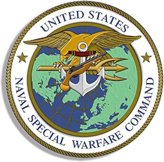 Round Naval Special Warfare Command Seal Sticker (Navy Military Trident ops Vinyl (3 inch)