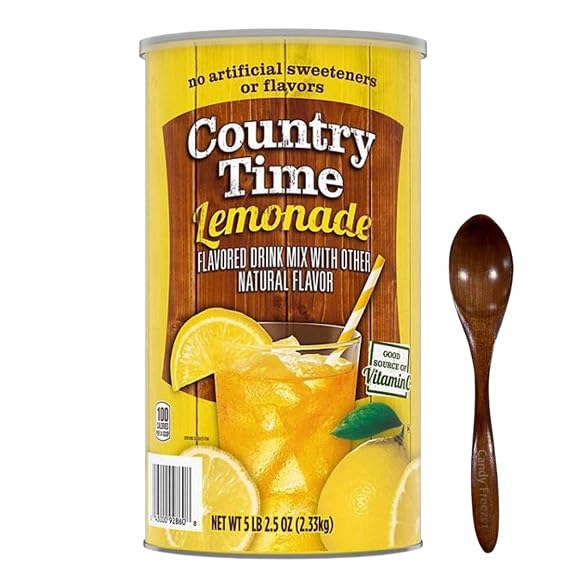 Candy Freezer CountryTime Lemonade Powdered Drink Mix 1 Canister, 82.5 oz Includes Easy Measuring Scoop and Wooden Spoon
