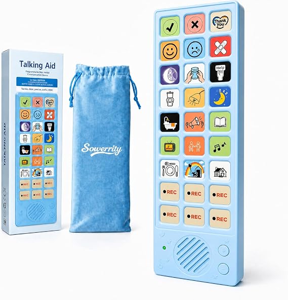 AAC Device for Autism, Non Verbal Communication Tools for Speech Therapy & Stroke Survivors, Autism Sensory Toys for Kids & Adults, Talking Aids with 6 Programmable Buttons, Dual Voice Modes