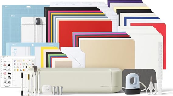 Cricut Explore® 5 Ultimate Bundle + Digital Content, Smart Cutting Machine with Heat Press for DIY Crafts, Vinyl Decals, T-Shirts, Full-Color Stickers & Cards