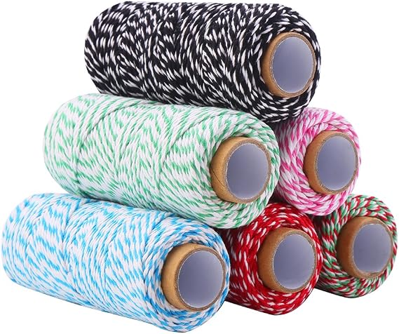 DECORA 328 Yard Bakers Twine Cord Cotton String Rope for Gift Wrapping, Arts Crafts Pack of 6