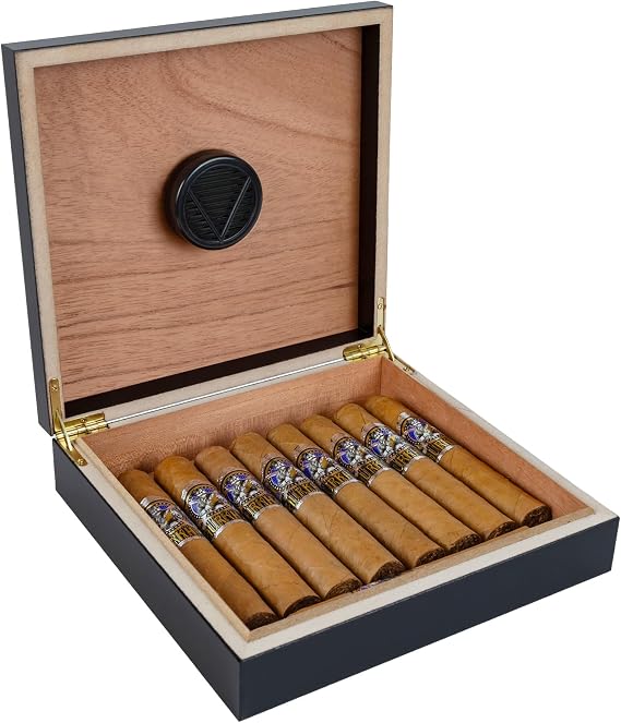 Prestige Import Group Chateau Small Cigar Humidor with Humidifier - Capacity: 20 Cigars - Color: Black