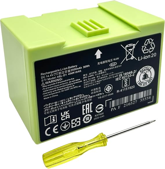 BGZY ABL-D1 Replacement Battery for iRobot Roomba i/e Series i3 i4 i7 i8 3150 i3+ 3550 4150 i7+ 7150 7550 5150 e5150 e515020 e5152 e5154 e5158 e5 e6 e6198 e619820 i7158 i7550 i7558(14.4V 1800mAh)