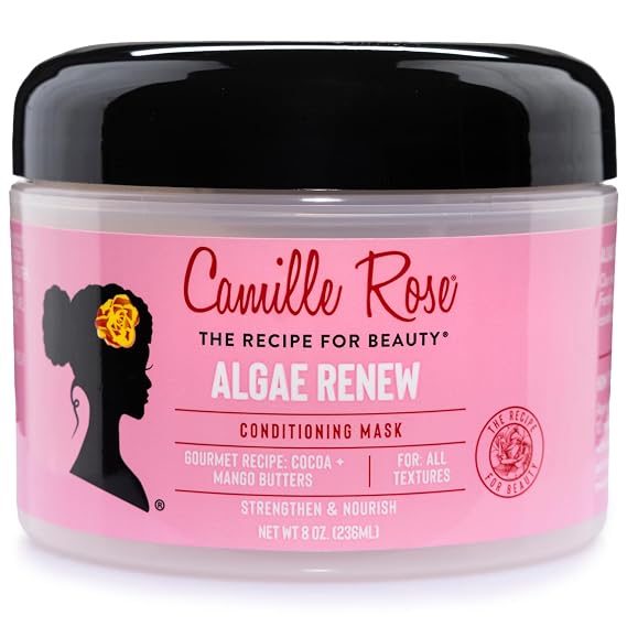 Camille Rose Conditioning Mask, Algae Renew Deep Conditioner for Dry, Damaged Hair, Strengthening & Revitalizing Moisture, Frizz Control, 8 Oz