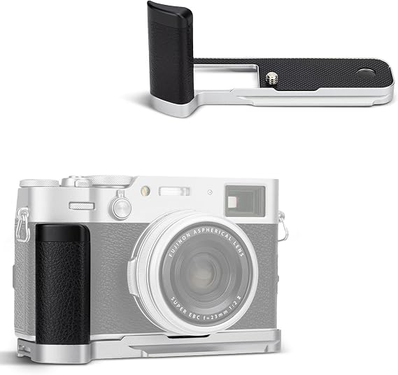 X100VI Handgrip,Metal Hand Grip L-Shape Bracket for FUJIFILM X100VI Only, X100VI Baseplate Holder with Quick Release Plate for Arca,Extra 1/4"-20 Tripod Hole & Hand Strap Hole Silver(Not Fits X100V)