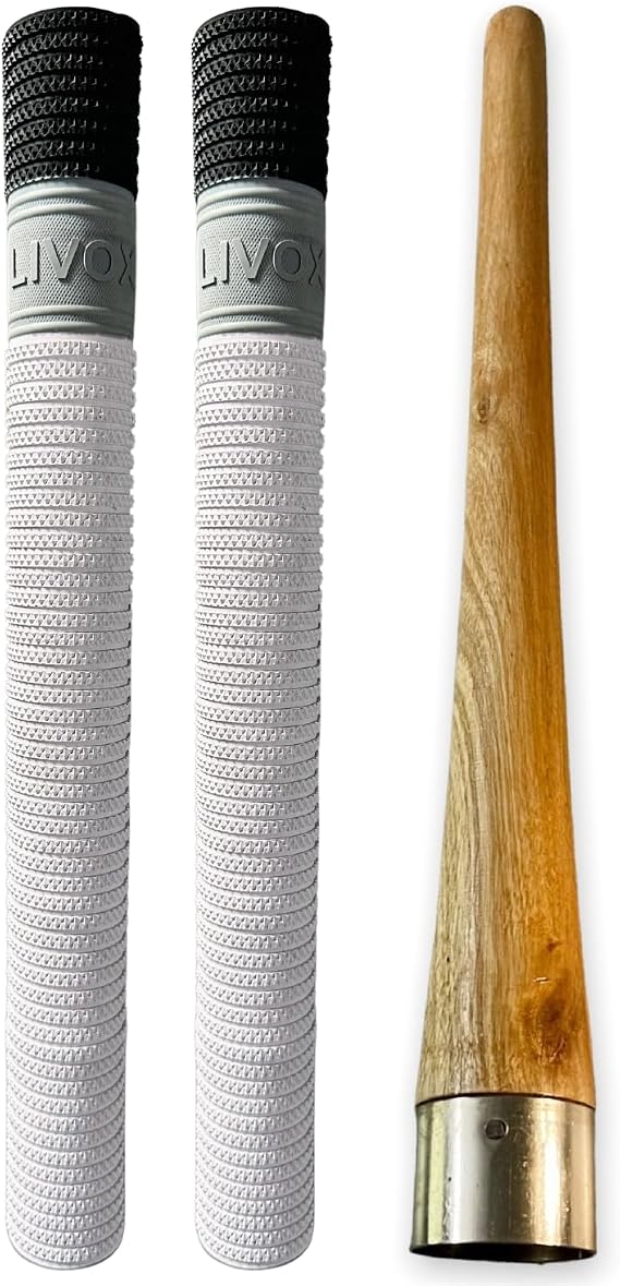 LIVOX Cricket Bat Two Grips With One wooden Grip Cone Super Tacky (Pack of 3)
