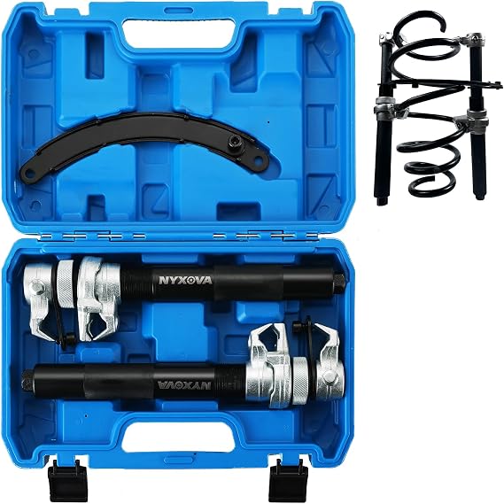 NYXOVA Coil Spring Compressor Tool, Macpherson Strut Spring Compressor Tool | Heavy Duty Ultra-Rugged Strut Spring Compressor Tool with Safety Guard,2200lb Capacity 11in Jaw Opening (Blue)