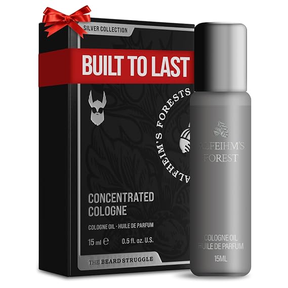 Concentrated Cologne for Men by Beard Struggle - 6x More Longer Than Traditional Colognes - Silver Collection - Alfheim's Forests - Mens Cologne, 15 mL / 0.5 US. fl. oz. Glass Roller Bottle