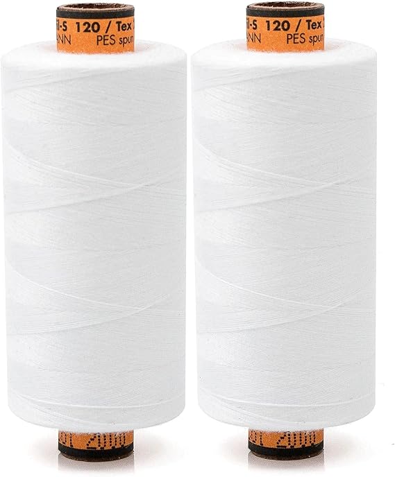 Amann Nähgarn Nm 120-2x1000m Duo Pack - Reißfestes Universal- & Overlockgarn aus Polyester - Nähmaschinengarn in Weiß