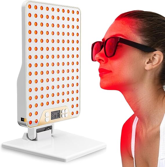 red Light Therapy Panel 630nm 660nm 850nm Combined Wavelengths | Portable Red Light Therapy Panel for Face & Body, 9 Timers, 9 Powers, Adjustable Angle white