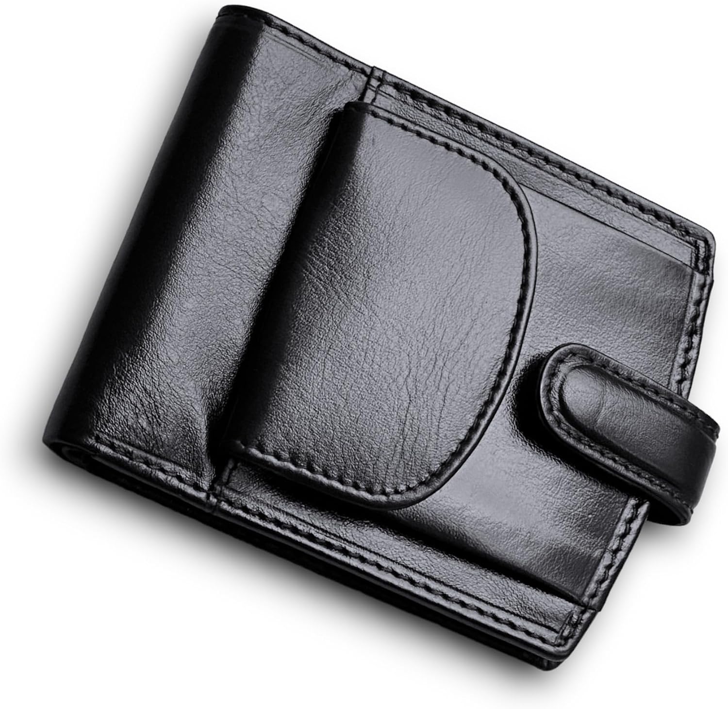 Mens Small RFID Shielded Wallet Compact Genuine Leather Wallet With External Coin Pouch Purse Gift Boxed Wallets 4009