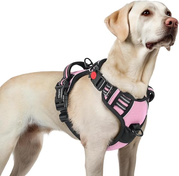 rabbitgoo Dog Harness for Large Dogs Easy to Put on L Pink