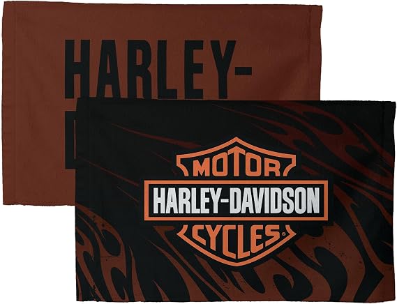 Northwest Harley-Davidson Burnt Flames Fan Towel 2-Pack, Lightweight Absorbent Cloth Set, 16 x 25 in 