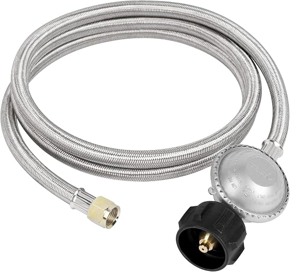 SHINESTAR 6 FT Stainless Steel Braided Propane Regulator with Hose
