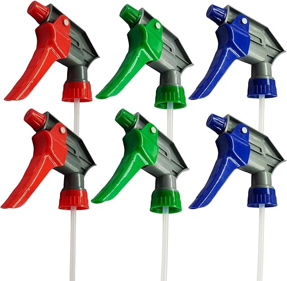 6Pcs Spray Bottle Nozzles Adjustment Leak-Proof Spray Heads Chemicals Resistant Sprayer Trigger Head for Car,Window and Household Cleaning