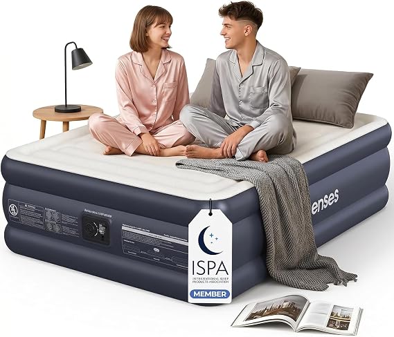 Queen Air Mattress with Built-in Pump 18in, Airtight PVC Bonding