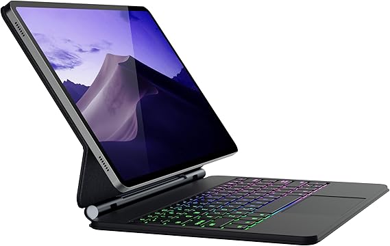 doqo for Samsung Galaxy Tab S10+ Plus/S9+/S9 FE+/S8+/S7+/S7 FE Keyboard case 12.4 Magnetic Case with Keyboard Touchpad Bluetooth Backlit Floating Cantilever Stand Slim Protective Cover Folio Black