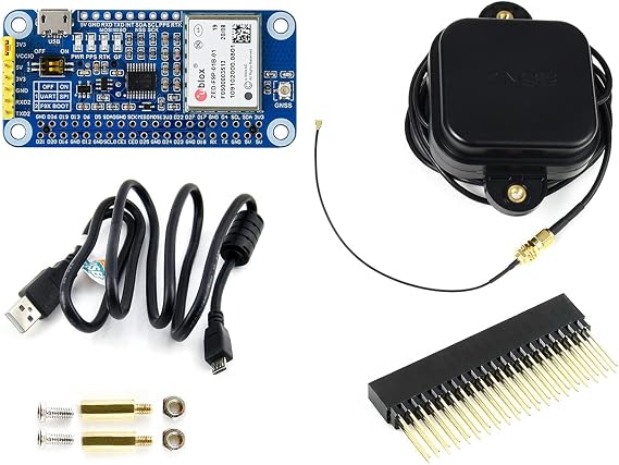 Waveshare ZED-F9P GPS-RTK HAT for Raspberry Pi Centimeter Level Accuracy Multi-Band RTK Differential GPS Module