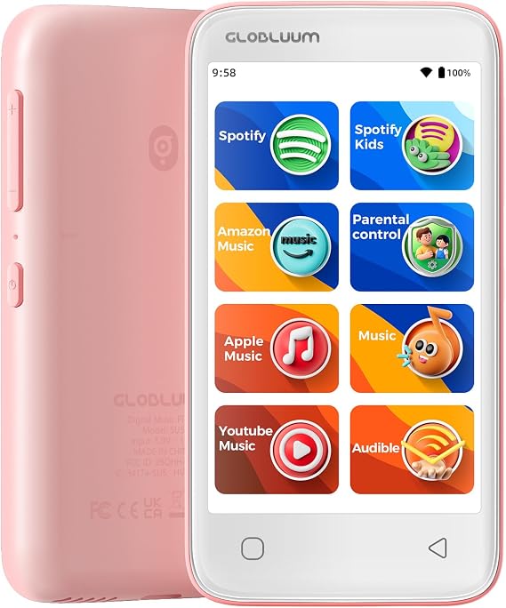 MP3 Player for Kids, Parental Controls,16GB, Supports Spotify and Audible, Bluetooth and WiFi(Cherry Blossom Pink)