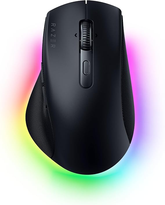 Razer Pro Click V2 - Kablosuz ergonomik mouse - AI Prompt Assist - 30K Optik Sensör - 3,5 ay pil ömrü (14 bölgeli Chroma RGB, HyperScroll eğilebilir mouse tekerleği) Siyah