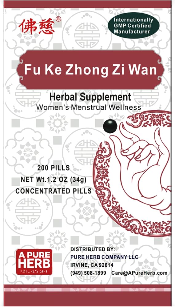 Foci Herbal Fu Ke Zhong Zi Wan Menstruation Balance Herbal Supplement 200 Pills Per Bottle
