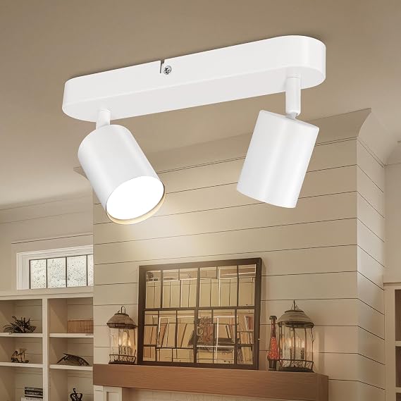 Ketom Rotatable Spotlights - 2 Way Adjustable Modern GU10 Ceiling Spot Lights for Kitchen, Bedroom, Hallway, Living Room - White - Bulb Not Included