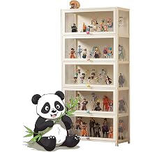 Acrylic Display Cabinet, Living Room Display Cabinet, Display Cabinet, Tough Texture, Sealed and Dustproof, Suitable for Various Scenarios-Beige three sides transparent-80 * 33 * 172