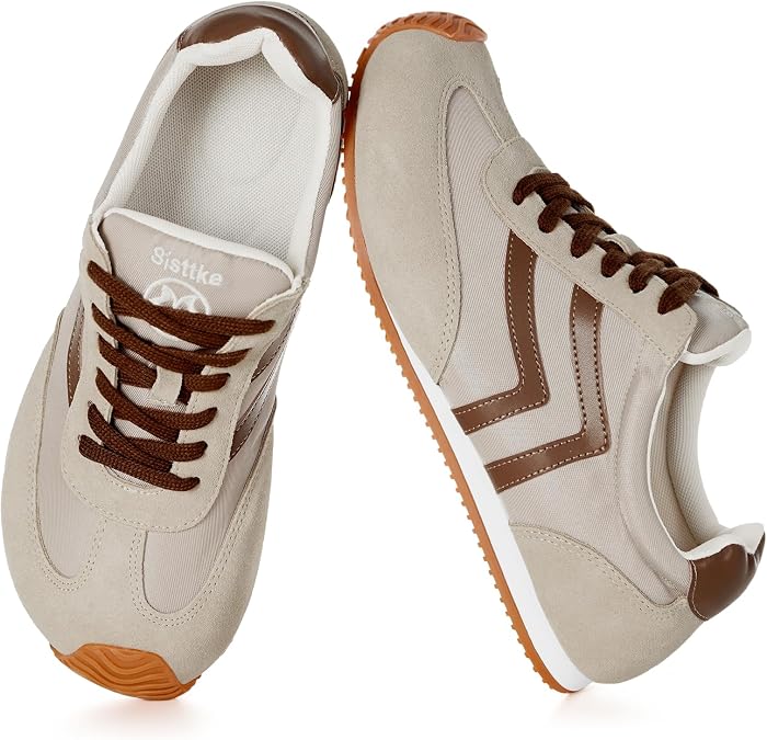 Sisttke Fashion Sneakers for Women Wide Width Casual Sneakers | Genuine Leather,Walking Shoes,Trendy,Lightweight,Comfort,Lace Up,Non Slip,Outdoor,Memory Foam Insole,Gym Running Shoes