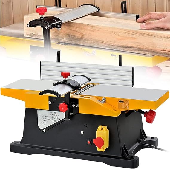 1800W Multifunctional Jointers Woodworking 6 Inch Benchtop Jointer 12000 RPM/min Jointer Planer Heavy Duty Benchtop Planer Adjustable 0-3MM Cutting Depth for Wood Cutting