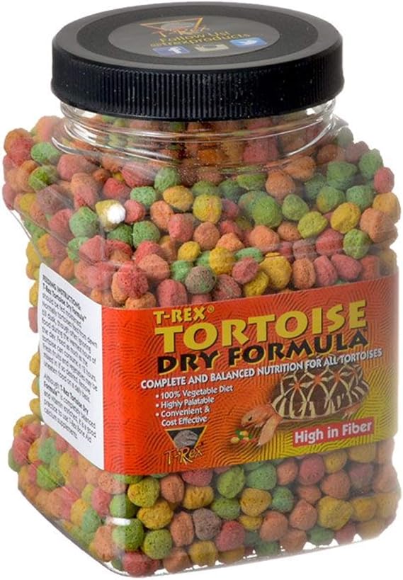 T-Rex Tortoise Food Dry Formula Dry Diet for Tortoises with Added Vitamins & Minerals, Easy-to-Moisten Reptile Food, 6 oz