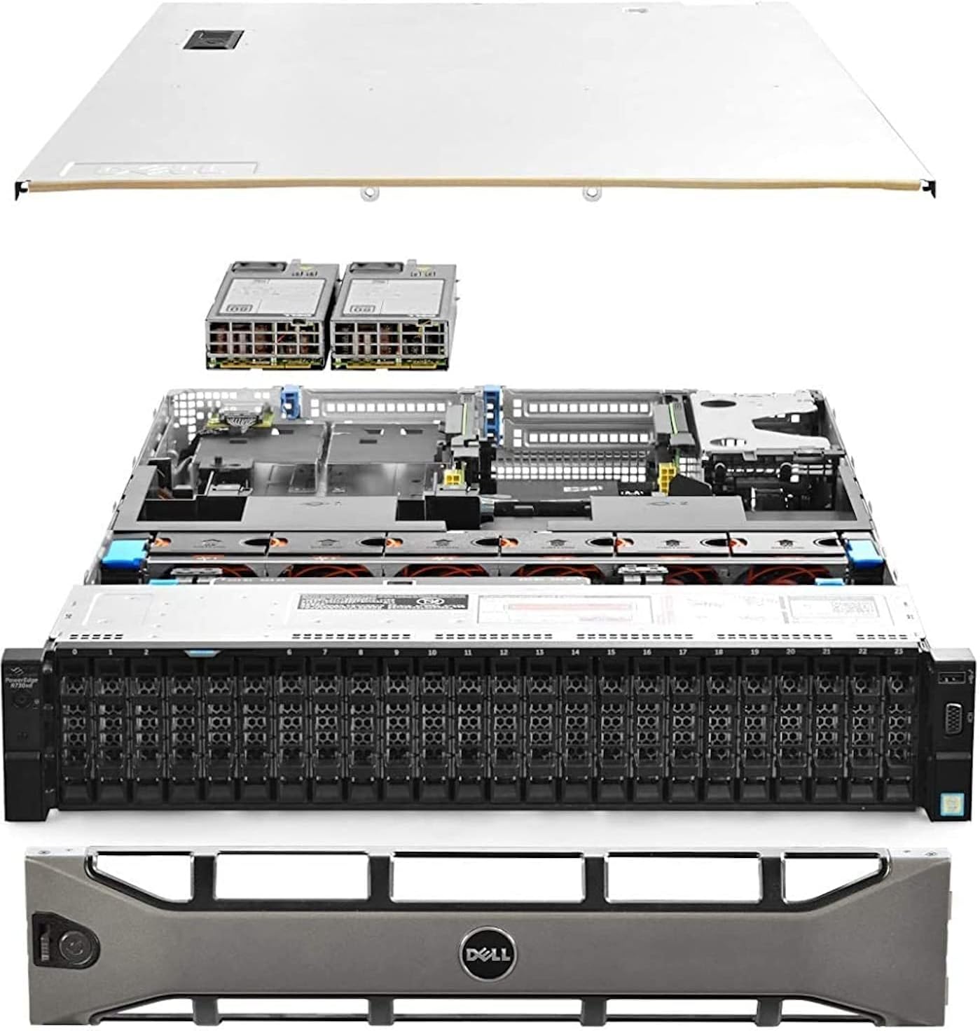 Dell PowerEdge R730xd Server 24B SFF 2U, 2X Intel Xeon E5-2690 v4 2.6Ghz 28-cores Total, 128GB DDR4 RAM, 4X 1.2TB 10K SAS 2.5” 12Gbs HDD, H730P 2GB RAID, NIC 10Gb  I350 1Gb Renewed
