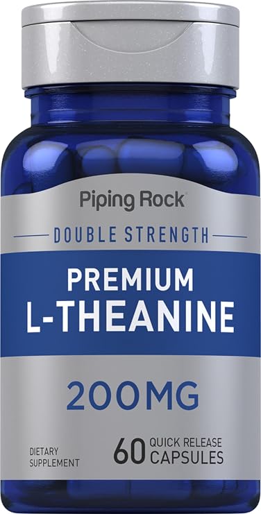Piping Rock L-Theanine 200mg Supplement | 60 Capsules | Double Strength