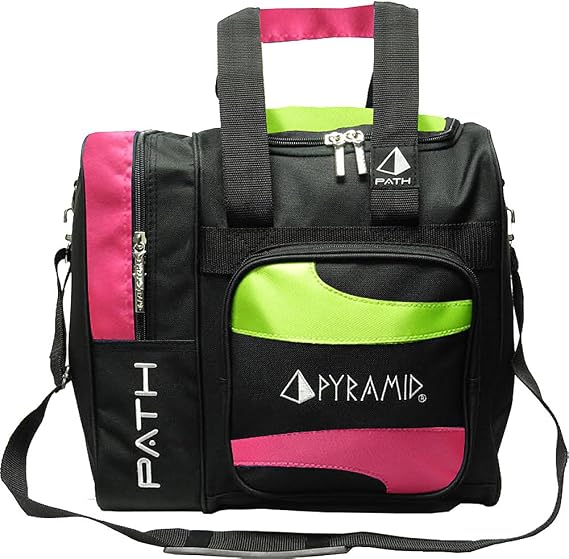 Pyramid Path Deluxe Single Tote Bowling Bag with Large Separate Compartment for Bowling Shoes (Up To US Mens Size 15) or Accessories - Holds One Bowling Ball