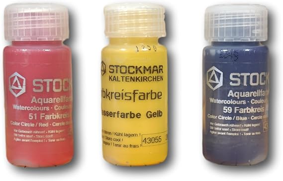 STOCKMAR Watercolor Paint: 3 Primary Circle Color Assortment 20 ML (RED, Yellow, Blue)