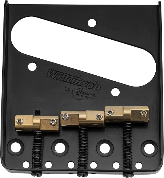 Wilkinson WTB Ashtray Brass Compensated 3-Saddle Telecaster Bridge for Tele Guitar, Black
