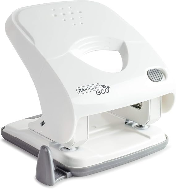 Rapesco 1526 ECO X5-40ps Less Effort 2 Hole Punch, 40 Sheet Capacity | Soft White