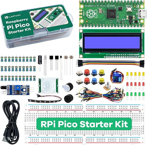 LAFVIN Basic Starter Kit for Raspberry Pi Pico, LCD1602 Display, SG90 Servo, WS2812 RGB LED, Support MicroPython & C/C++ for STEM DIY Electronic Project with Tutorial