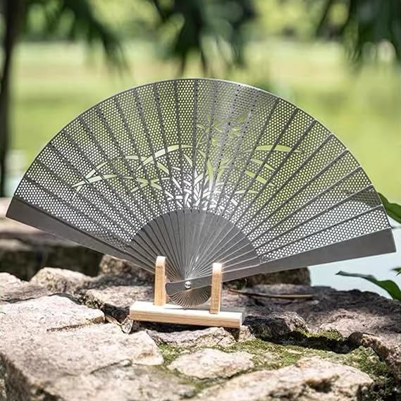 Full Metal Hand Held Fan, Stainless Steel Folding Fan, Kungfu Metal Hand-folded Handmade Fan, Easy To Carry Self-weapon, A29